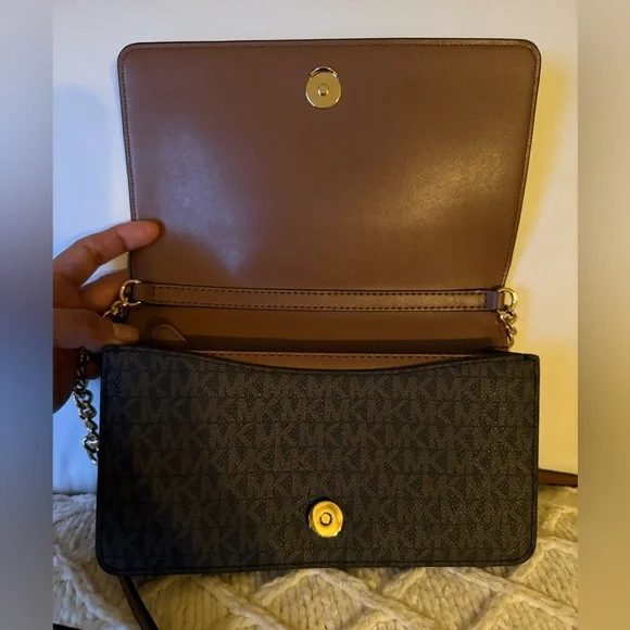 Michael Kors Jet Set Medium Signature Logo Crossbody, Brown - Picture 7 of 8